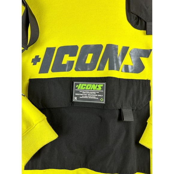 Icons Neon Pullover Hoodie Sweater Outer Many Pockets Hudsons Adult Size L - Picture 2 of 9